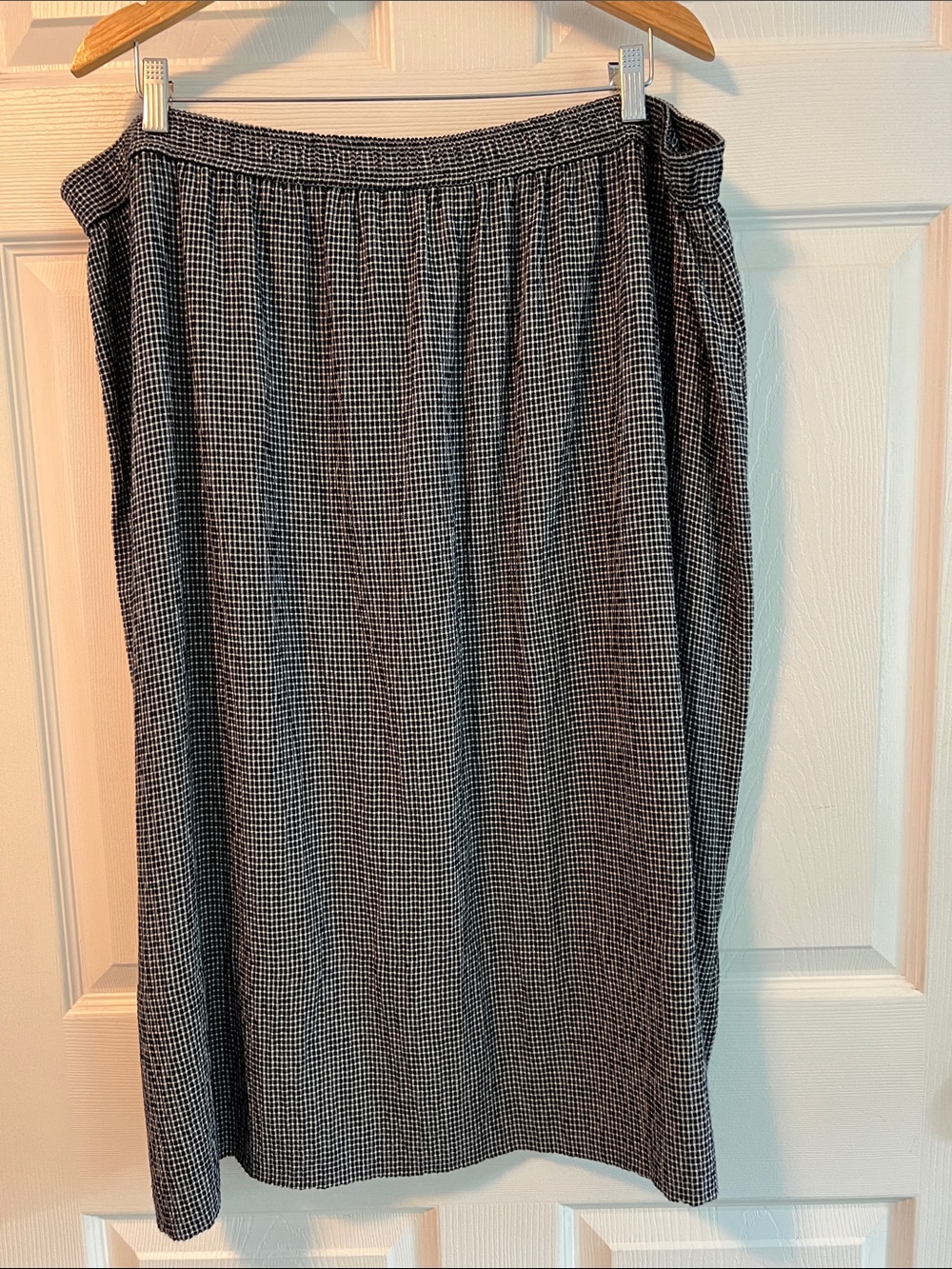 Jones New York Black & White Checked Midi Skirt